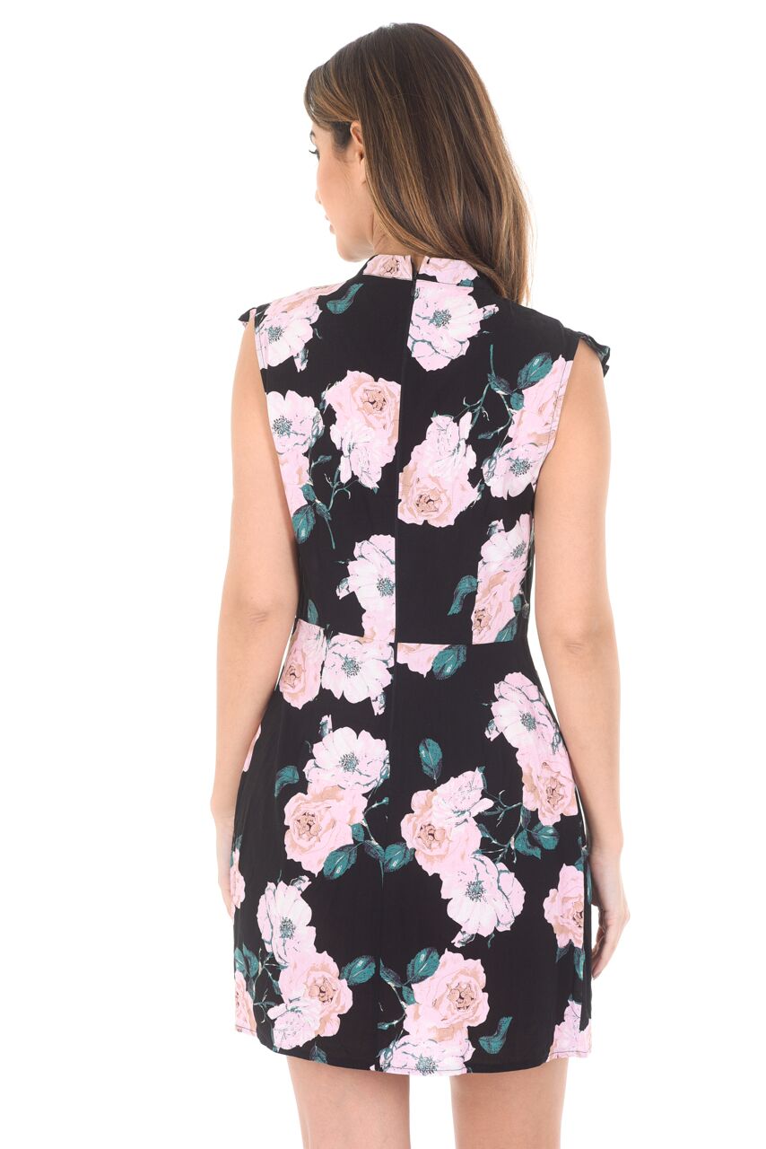 Kikodress - Black Sleeveless Frill Front Mini Dress