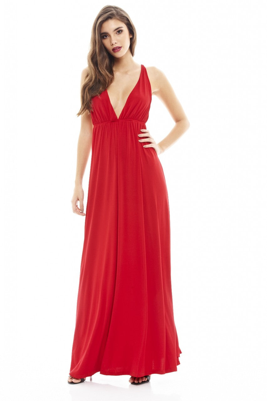 Kikodress - Slinky Plunge Maxi Dress