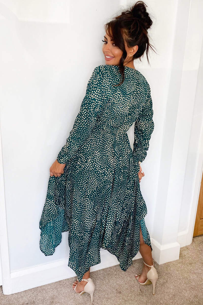 Kikodress - Green Spotty Handkerchief Midi Dress