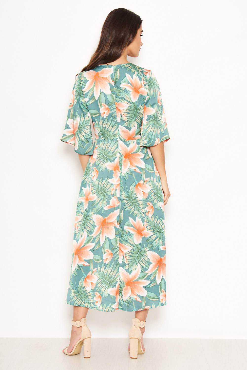 Kikodress - Green Floral Wrap Maxi Dress