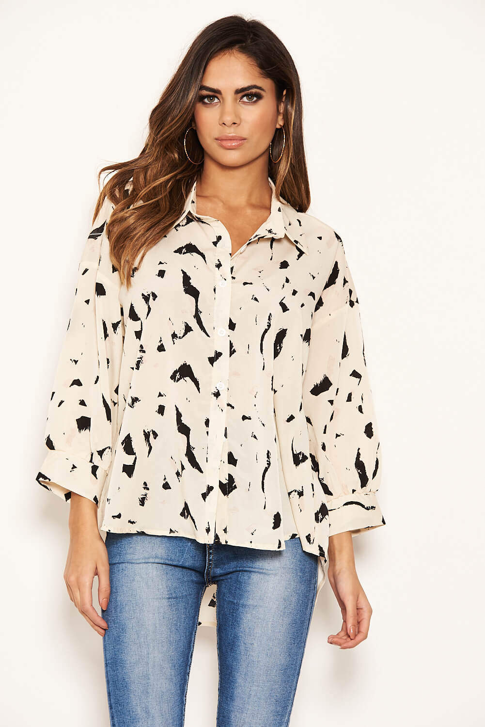 Kikodress - Cream Abstract Print Shirt