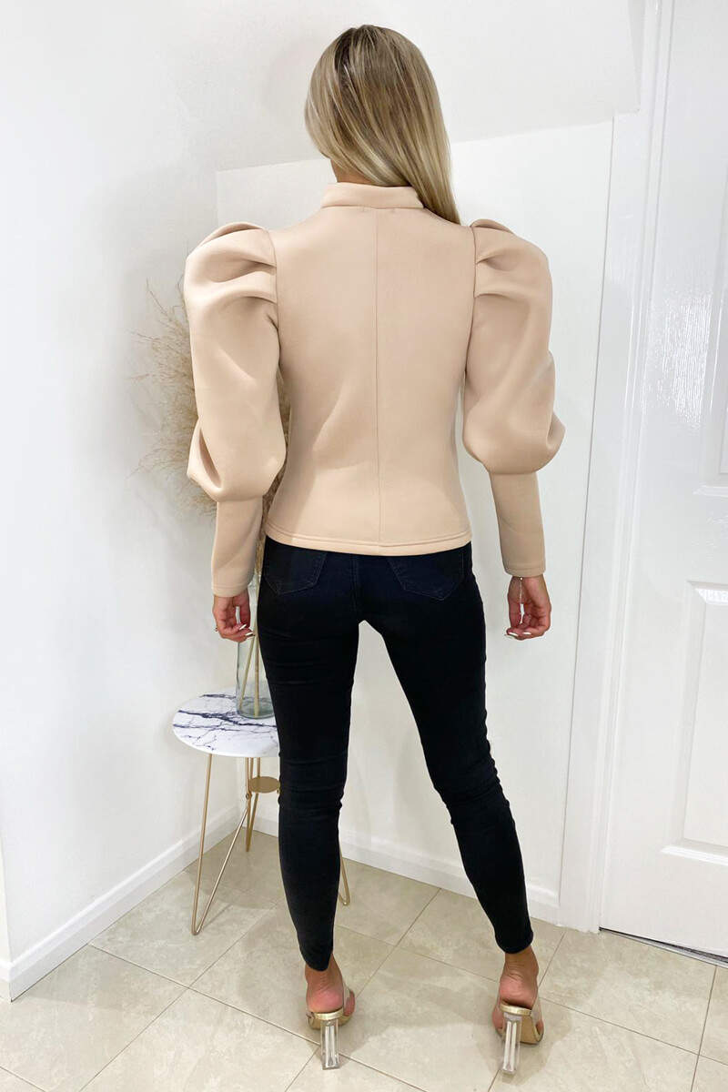 Kikodress - Stone Scuba Puff Sleeve Jacket