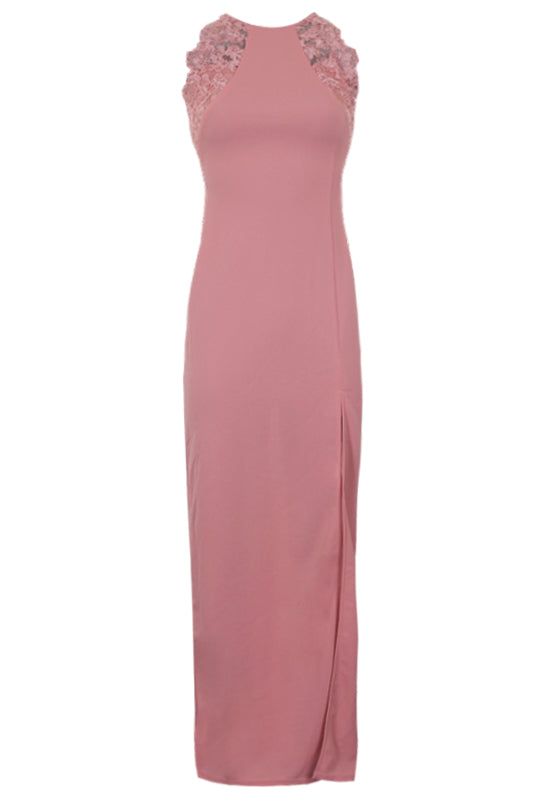 Kikodress - Blush Lace Detail Maxi Dress