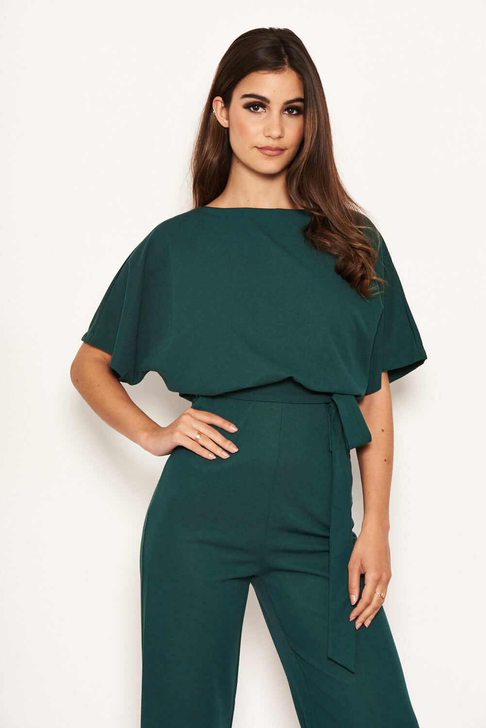 Kikodress - Teal Tie Waist Jumpsuit