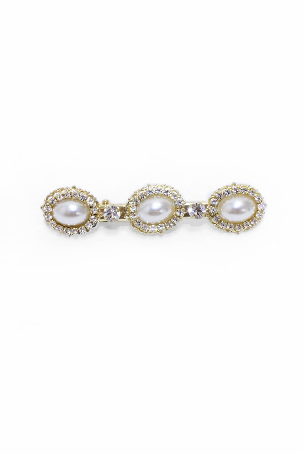 Kikodress - Gold Diamante Hair Clip With Oversized Pearls