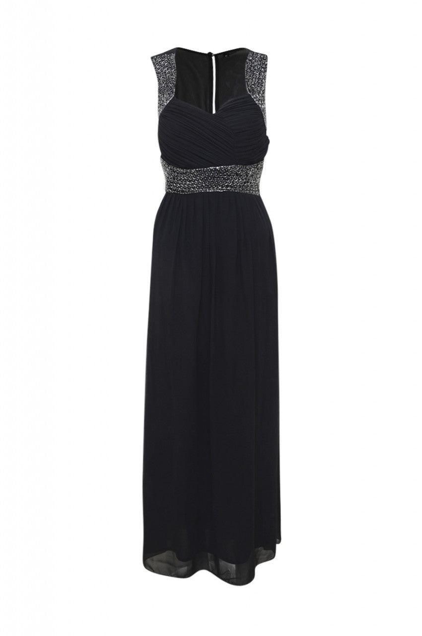 Kikodress - Black Embellished  Chiffon   Maxi Dress