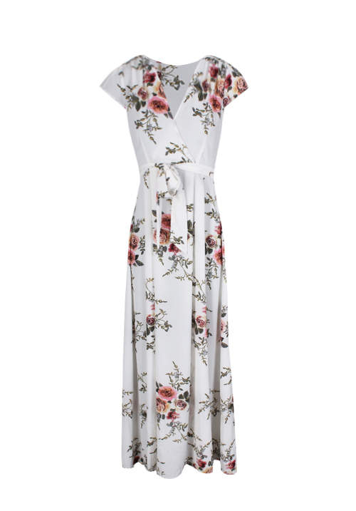 Kikodress - Cream Floral Maxi Dress