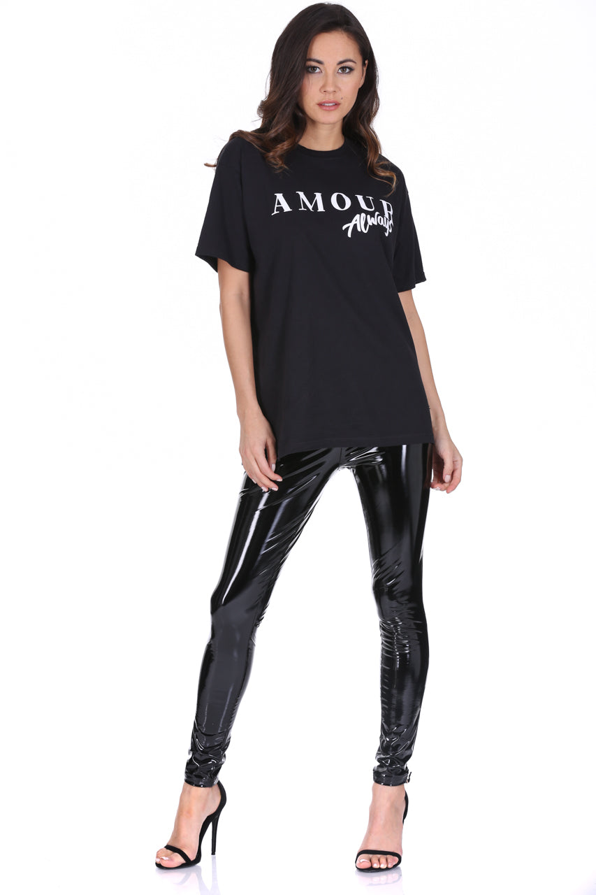 Kikodress - Black Amour Slogan T-Shirt