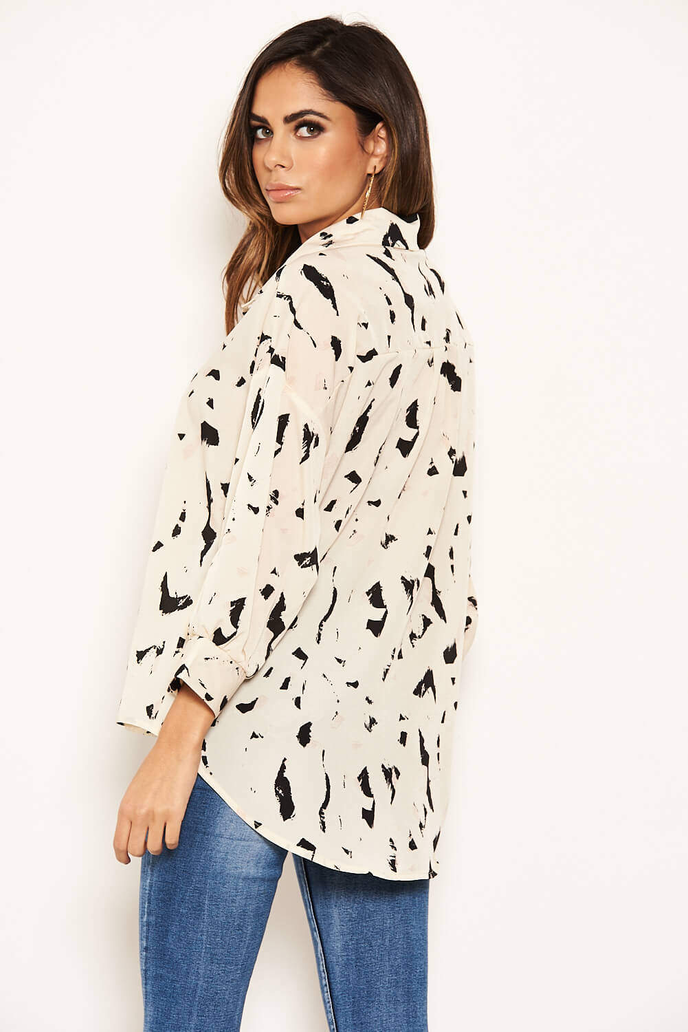 Kikodress - Cream Abstract Print Shirt