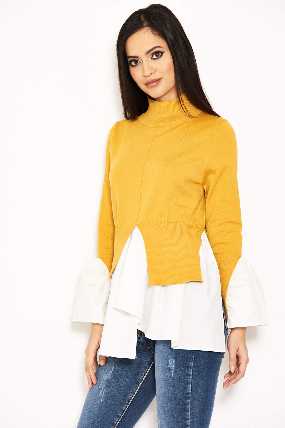 Kikodress - Mustard Polo Neck Shirt Jumper