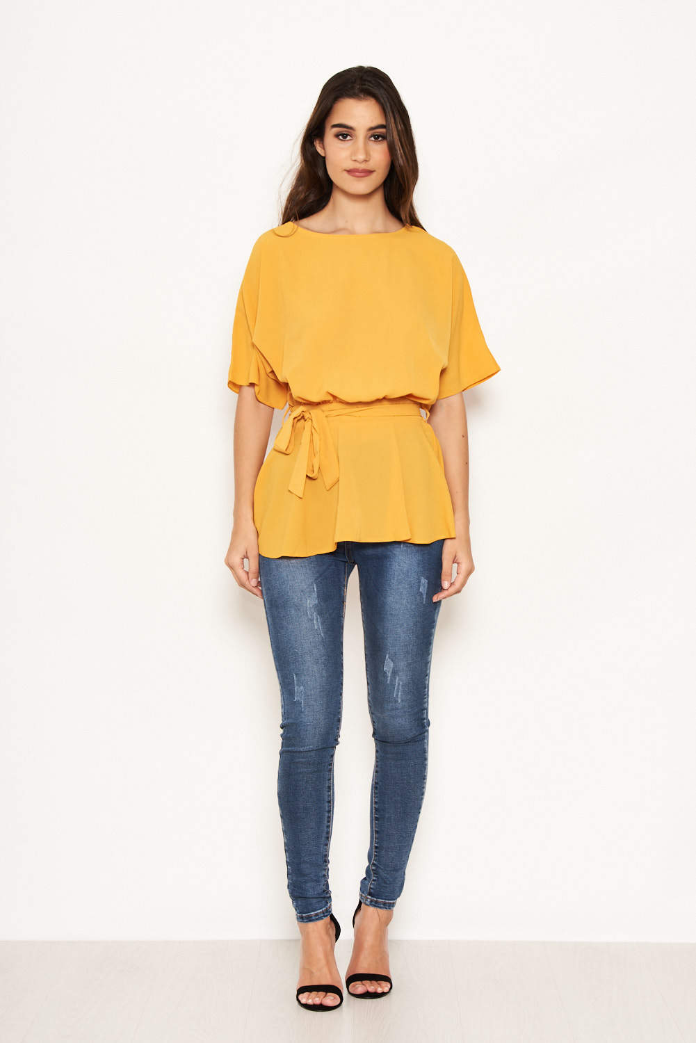 Kikodress - Yellow Tie Belt Top