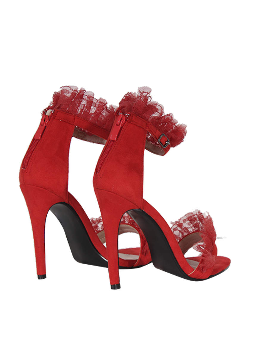 Kikodress - Red Lace Detail Stiletto Heels