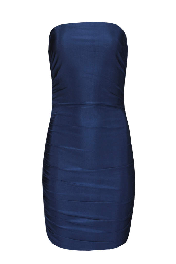 Kikodress - Navy Ruched Bandeau Dress