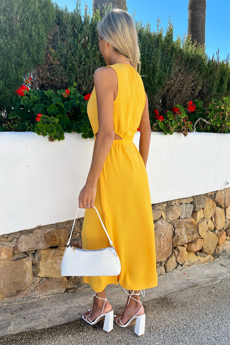 Kikodress - Yellow Cut Out Midi Dress