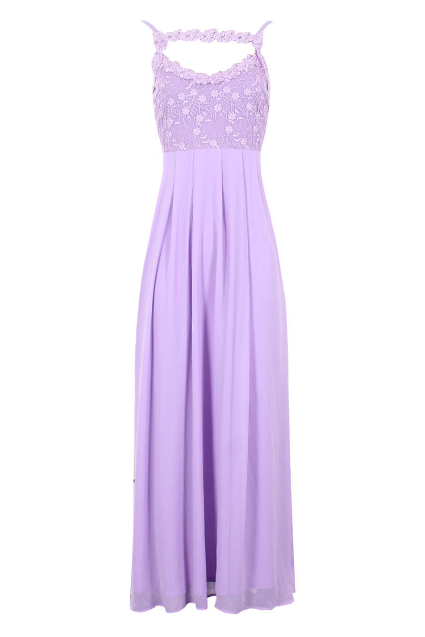 Kikodress - Lilac Crochet Top Maxi Dress