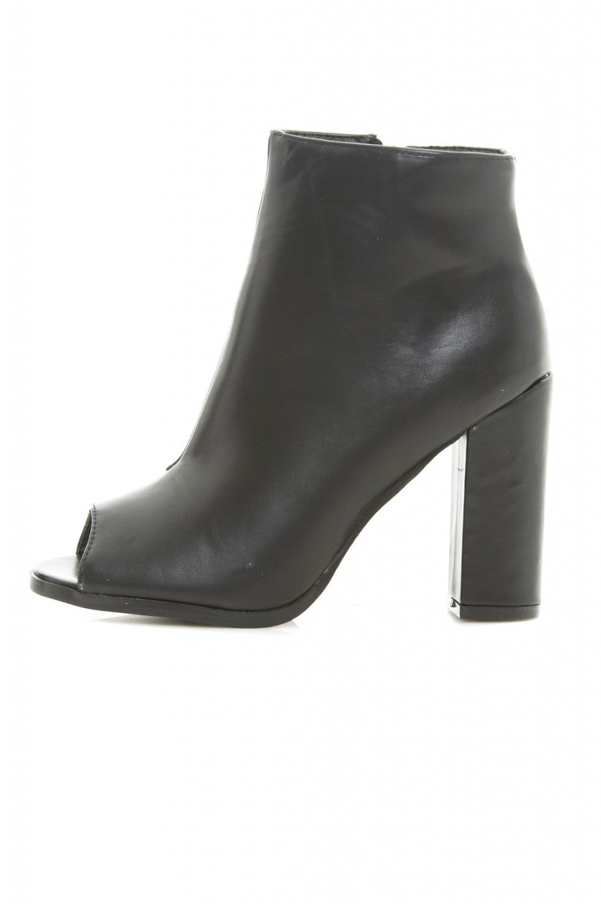 Kikodress - Peep Toe PU Ankle Boots