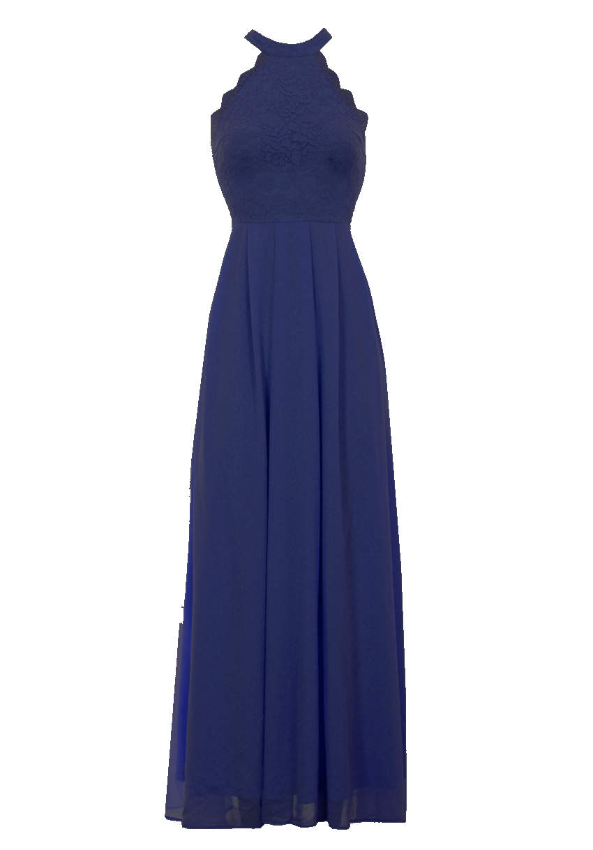 Kikodress - Navy Lace Choker Neck Maxi Dress