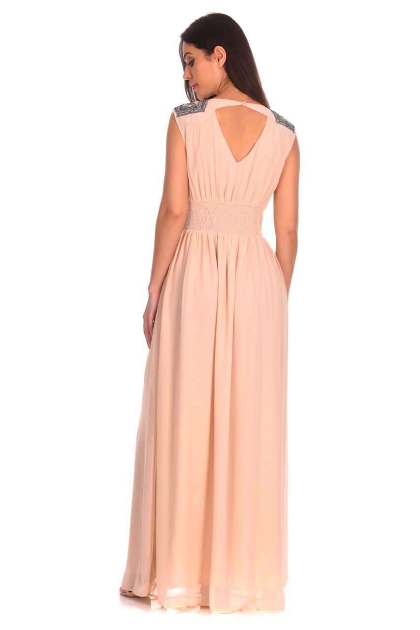 Kikodress - Champagne Embellished Maxi Dress