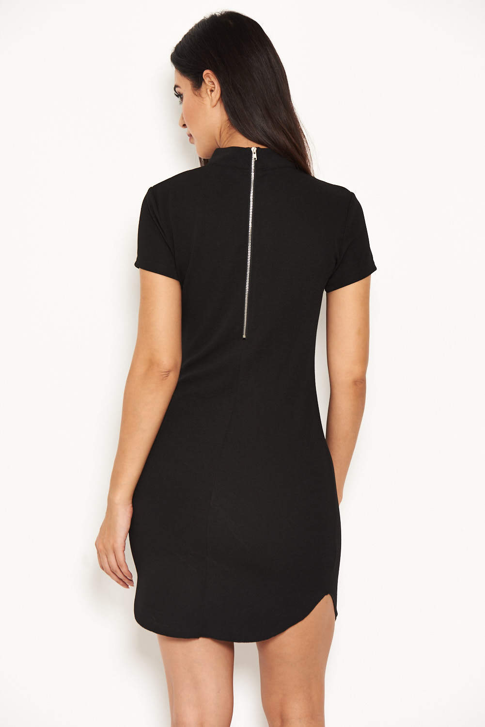 Kikodress - Black High Neck Bodycon Mini Dress