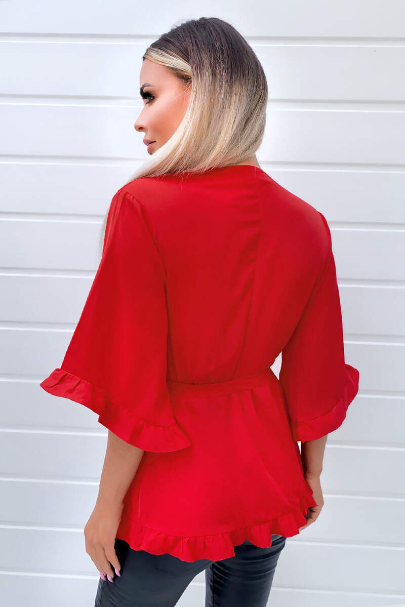 Kikodress - Red Frill Wrap Top