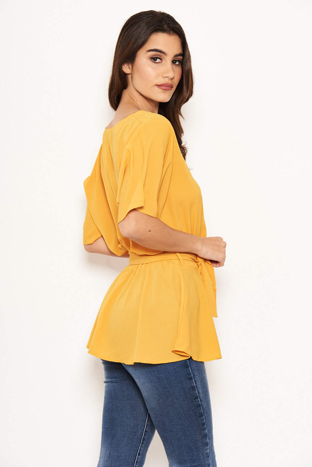Kikodress - Yellow Tie Belt Top