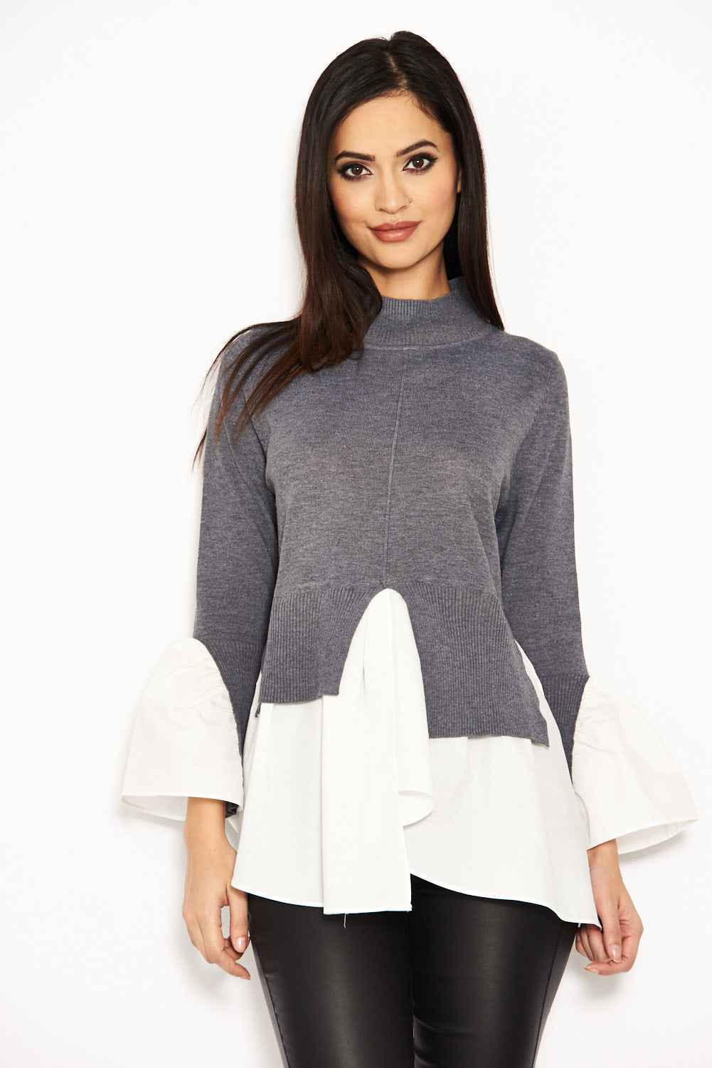 Kikodress - Grey Polo Neck Shirt Jumper