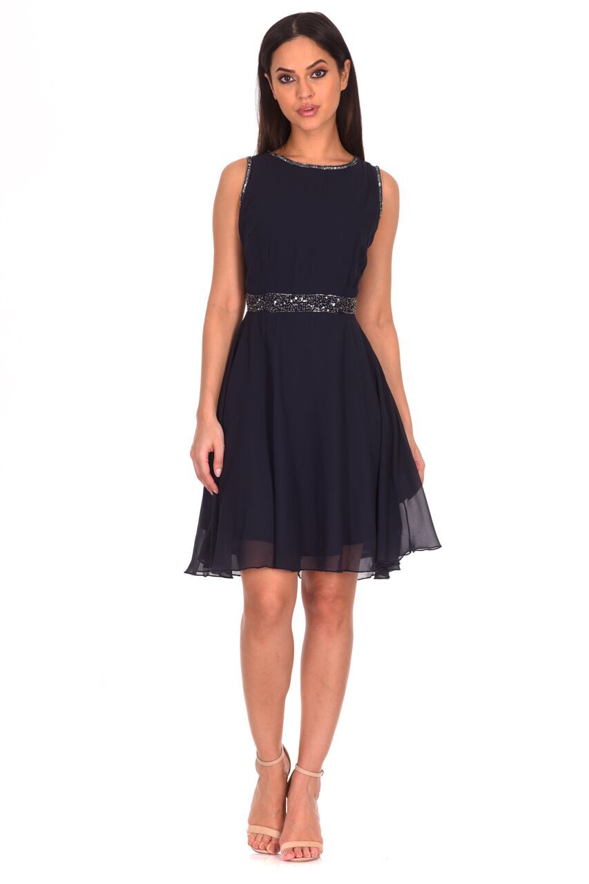 Kikodress - Navy Sequin Skater Dress