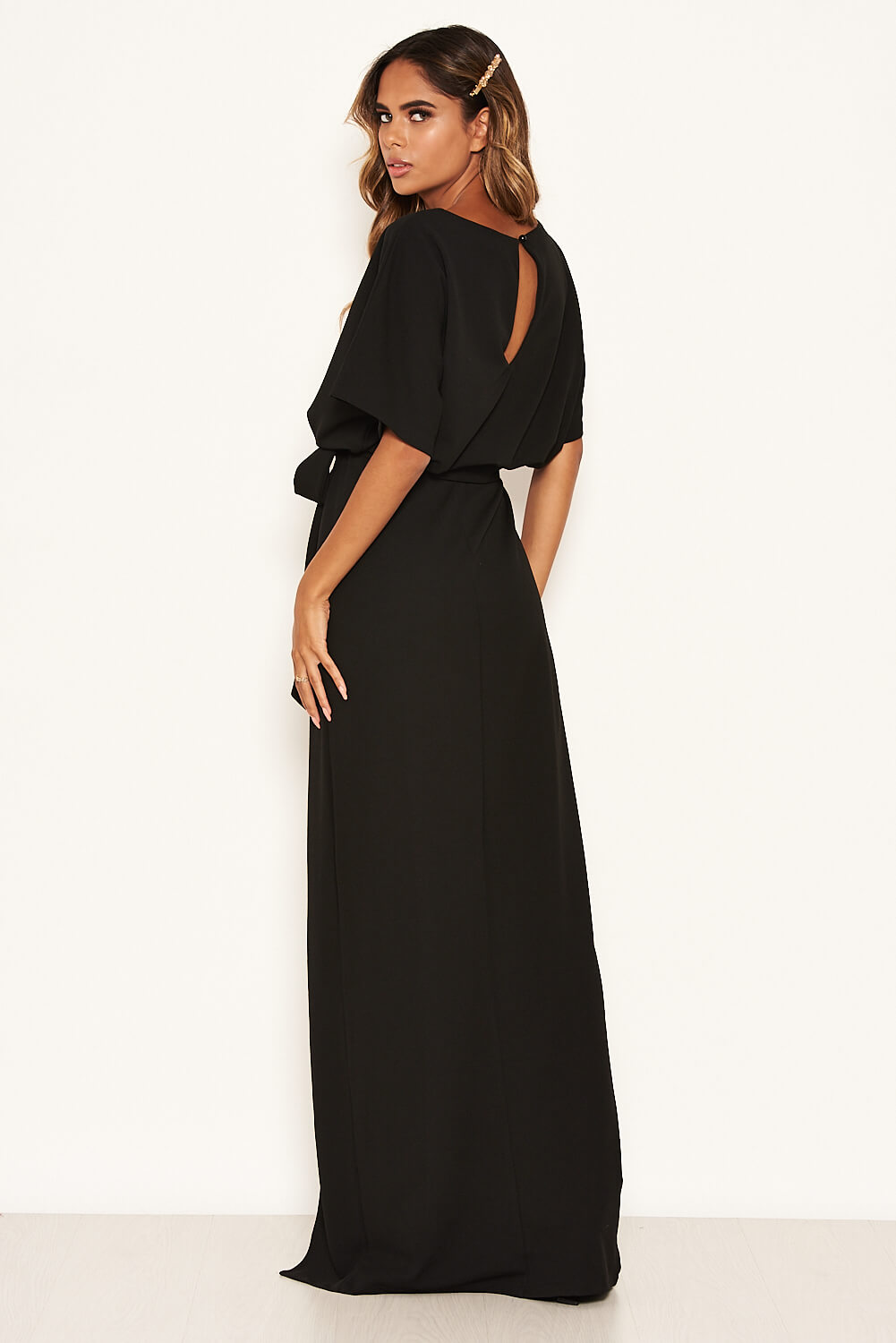 Kikodress - Black Tie Waist Maxi Dress