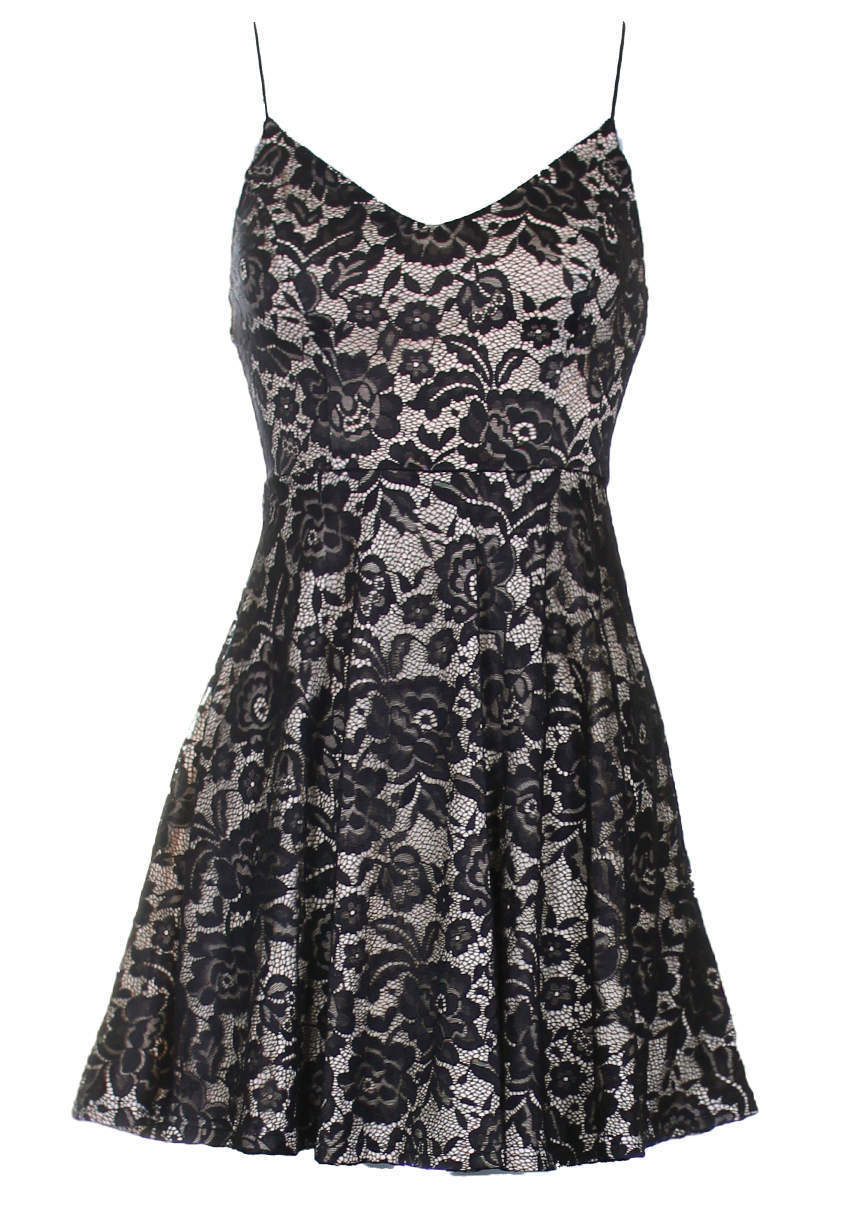 Kikodress - Black and Nude Strappy Skater Dress