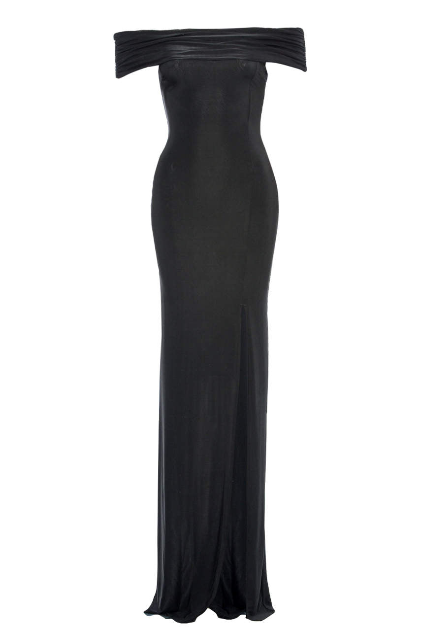 Kikodress - Black Off The Shoulder   Slinky Maxi Dress
