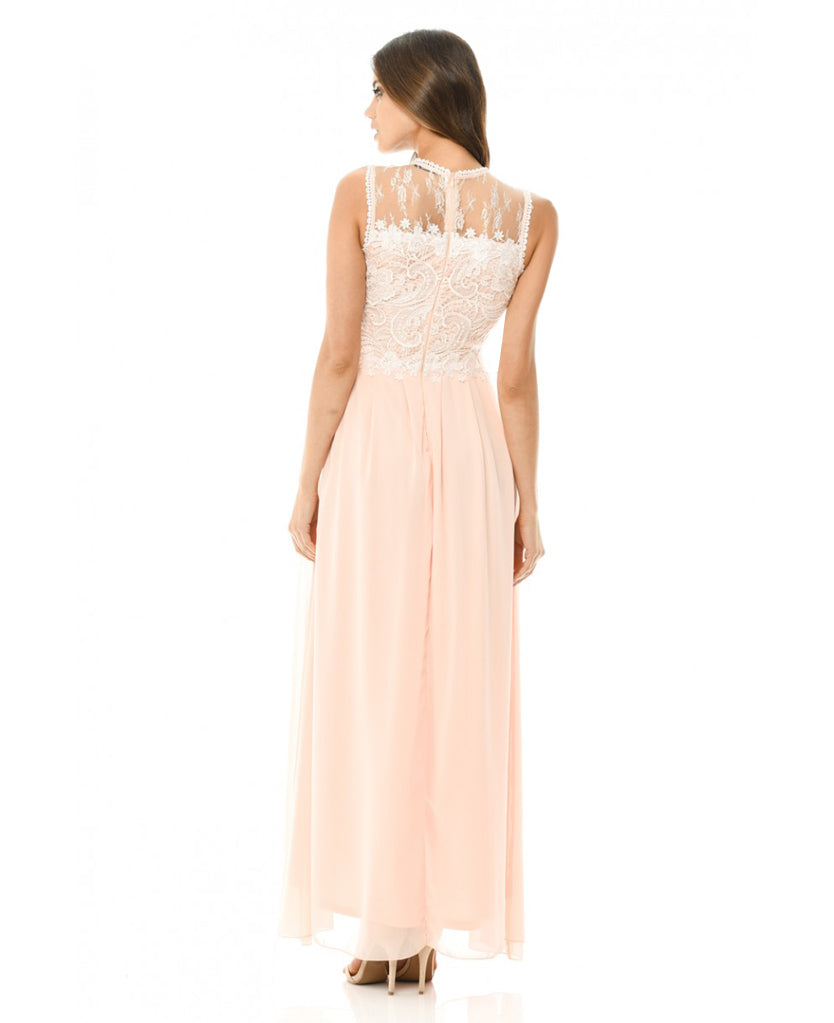 Kikodress - Pink Crochet Top Maxi Dress