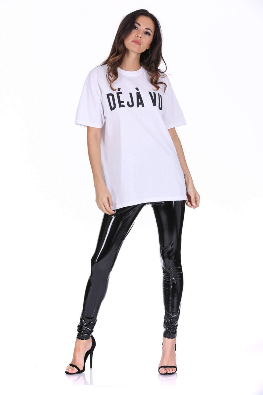 Kikodress - White Deja Vu Slogan T-Shirt