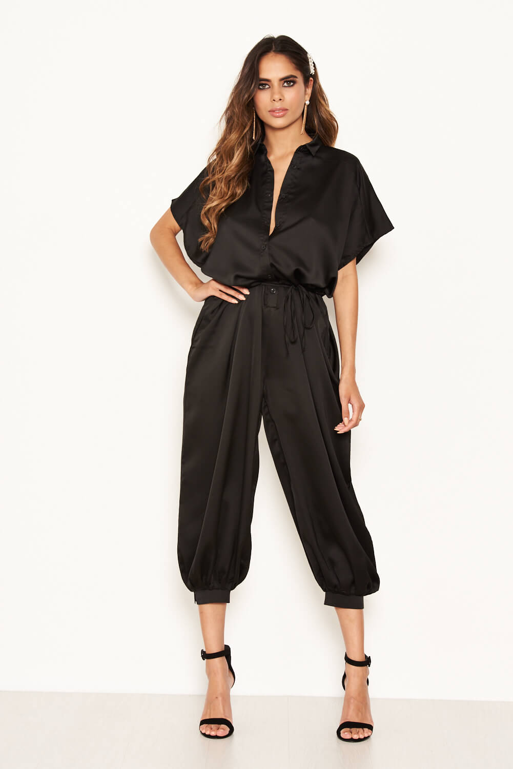 Kikodress - Black Button Up Jumpsuit
