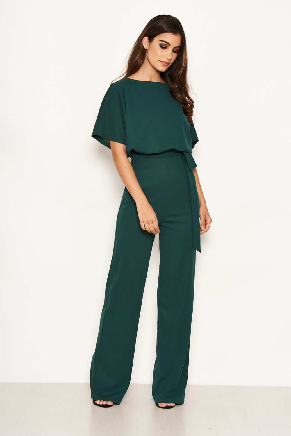 Kikodress - Teal Tie Waist Jumpsuit