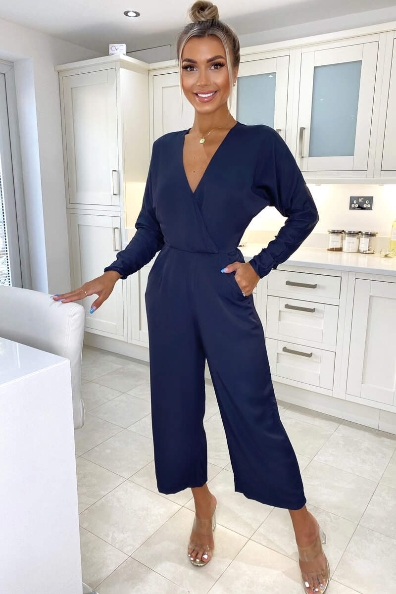Kikodress - Navy Bat Wing Jumpsuit