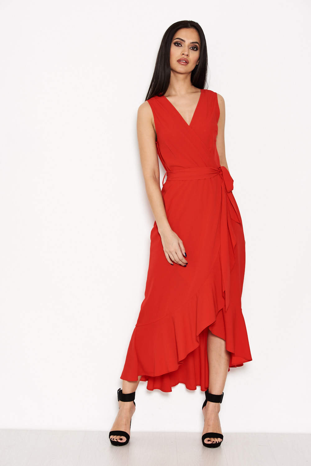 Kikodress - Red Frill Wrap Dress