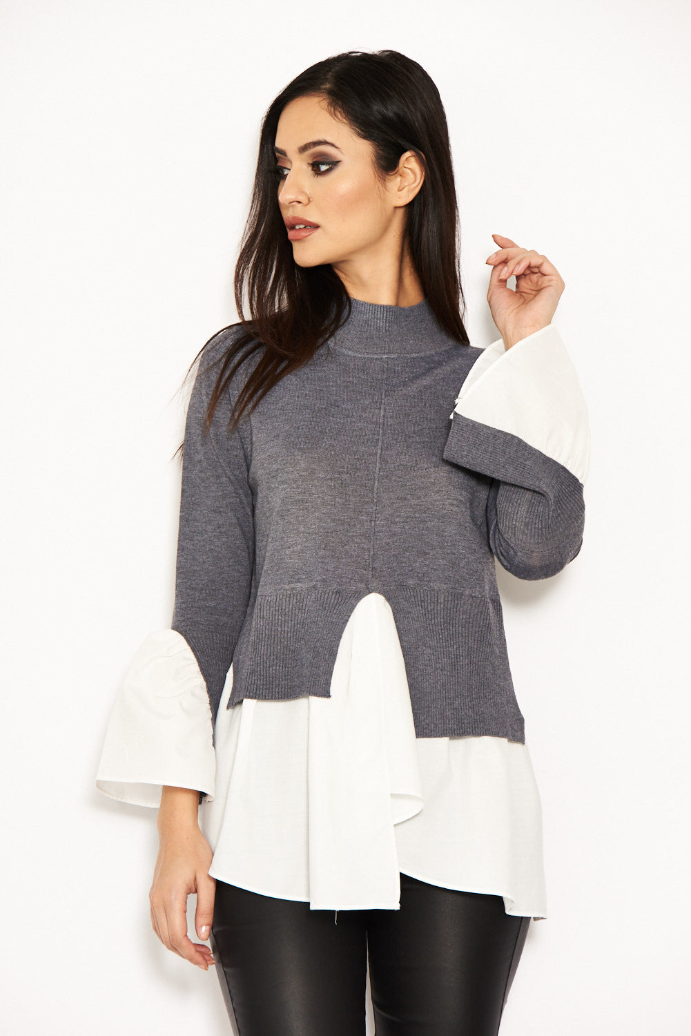 Kikodress - Grey Polo Neck Shirt Jumper