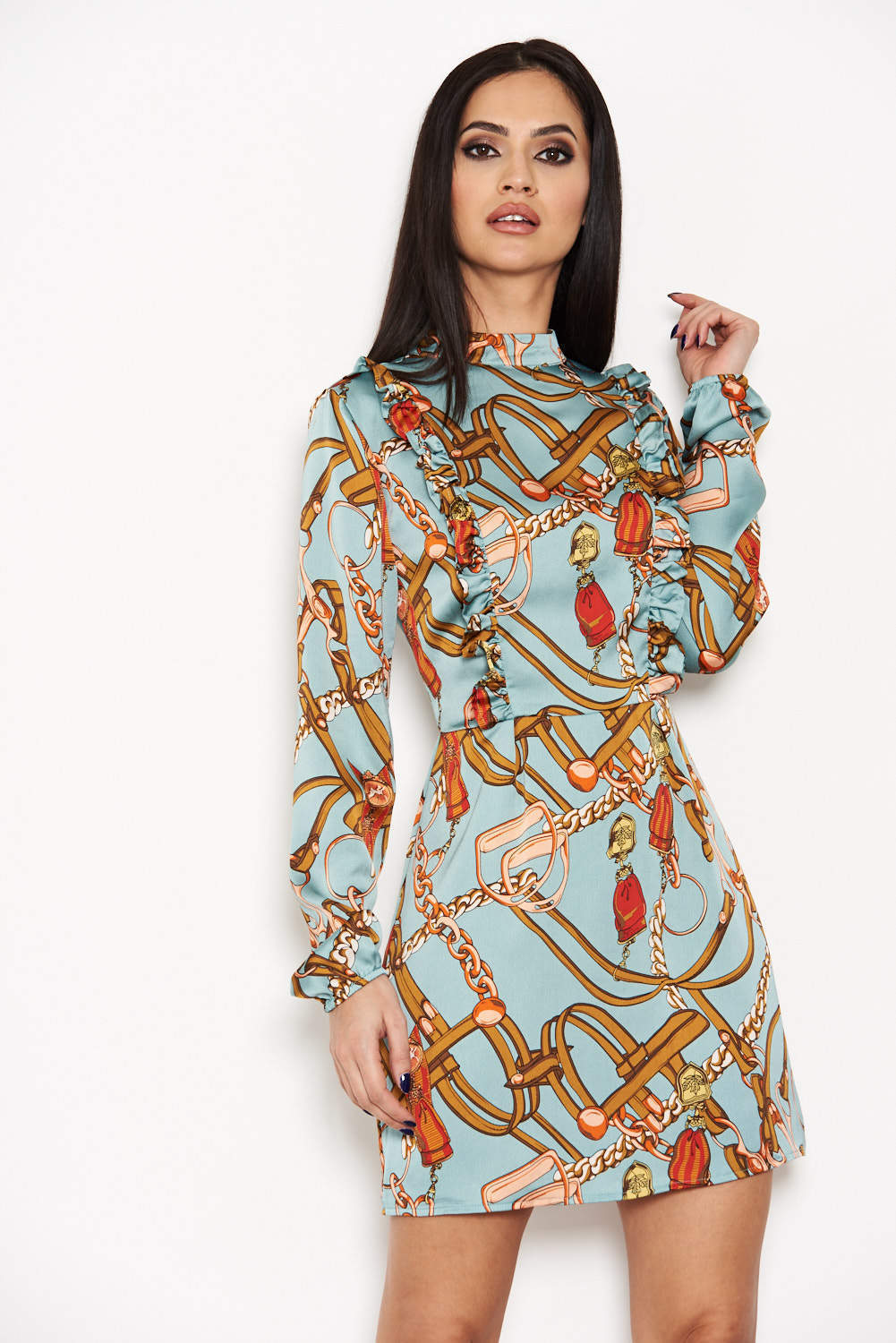 Kikodress - Duck Egg Chain Print Dress