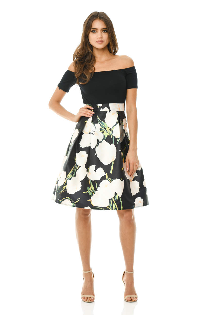 Kikodress - Floral 2 in 1 Printed Skater Dress