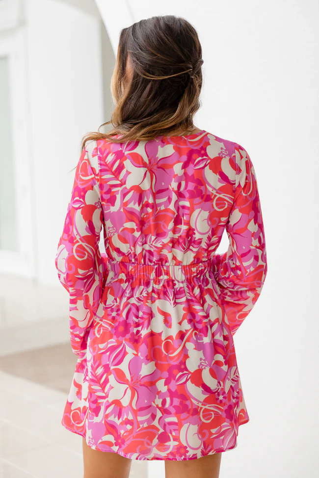 Taking Sides In Fierce Floral Tie Front Dress