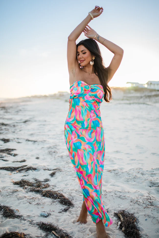 Bags Are Packed In Kaleidoscope Dreams Satin Strapless Dress