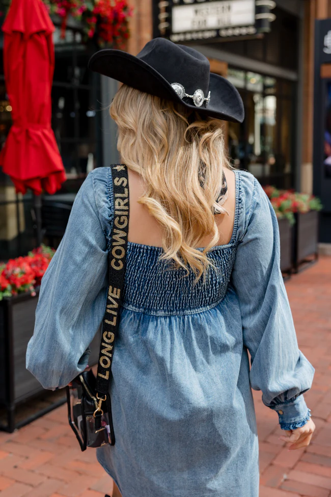 Big City Dreams Blue Denim Square Neck Dress