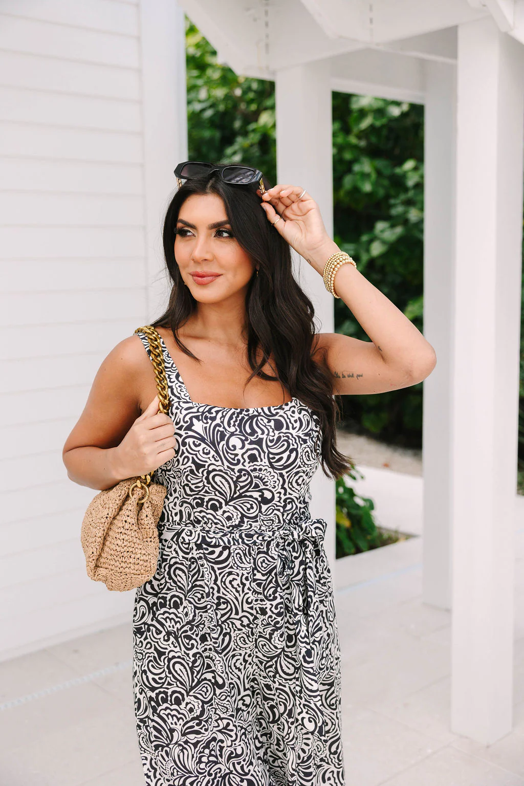 Daydreaming Of You Black and White Printed Jumpsuit