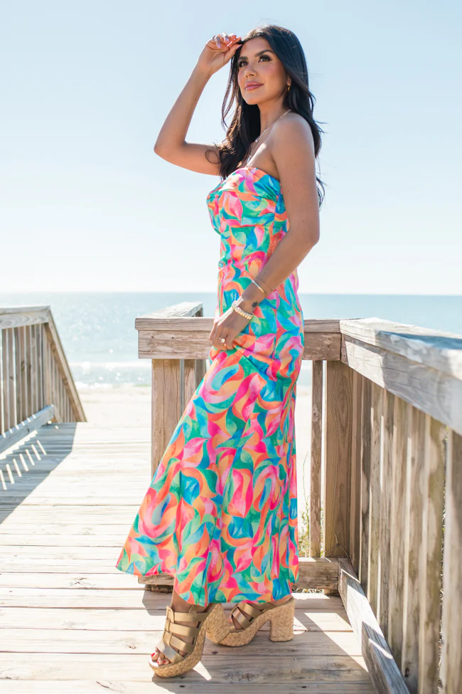 Bags Are Packed In Kaleidoscope Dreams Satin Strapless Dress