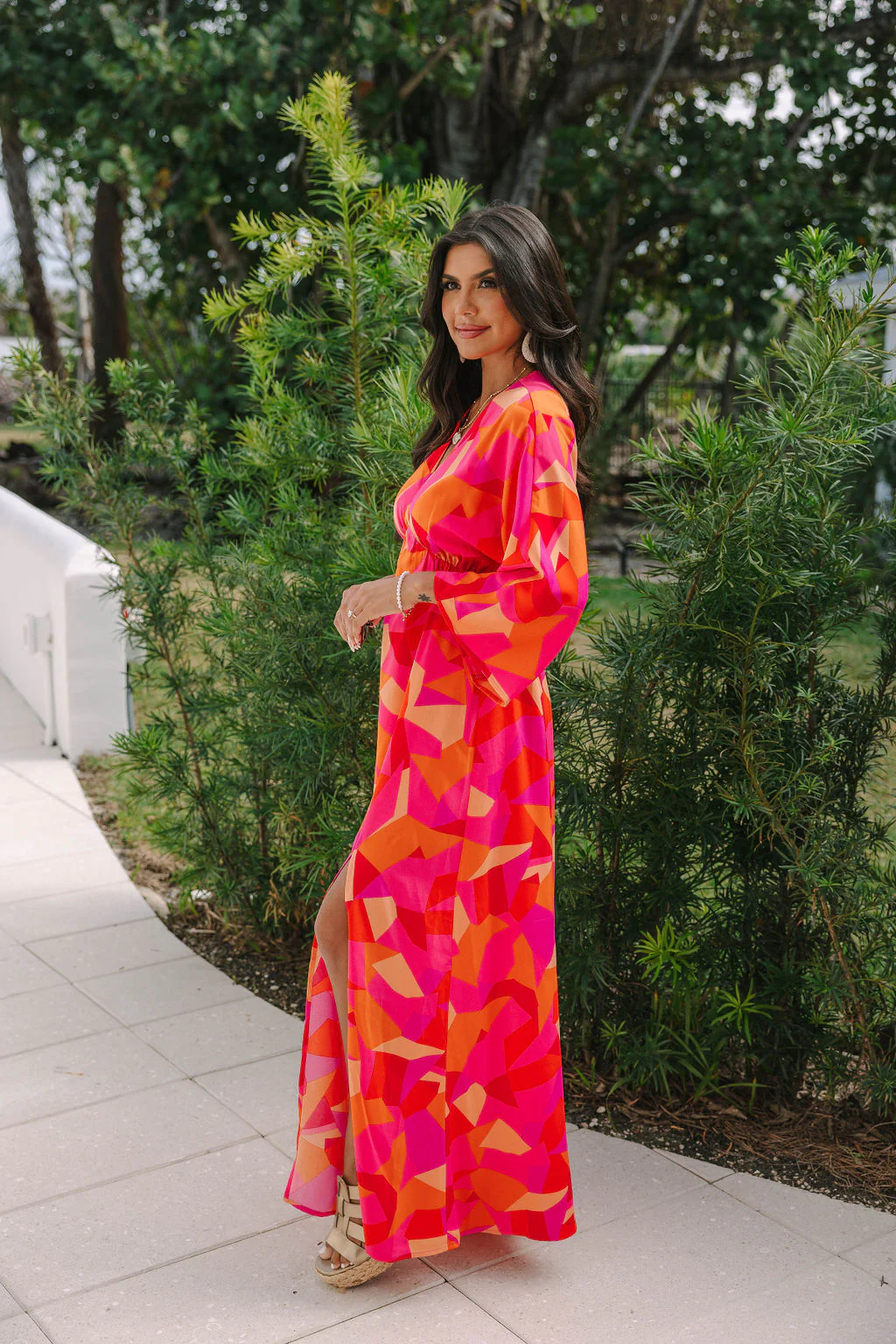 Where We Met in Serene Sunset Printed Woven Maxi Dress