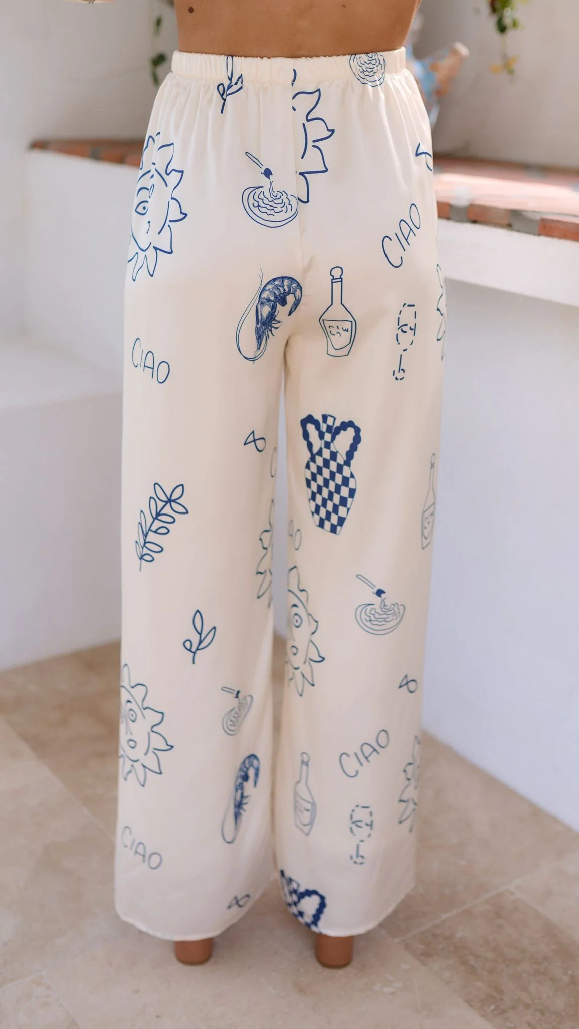 Bailie Shirt and Pants Set - Beige/Blue