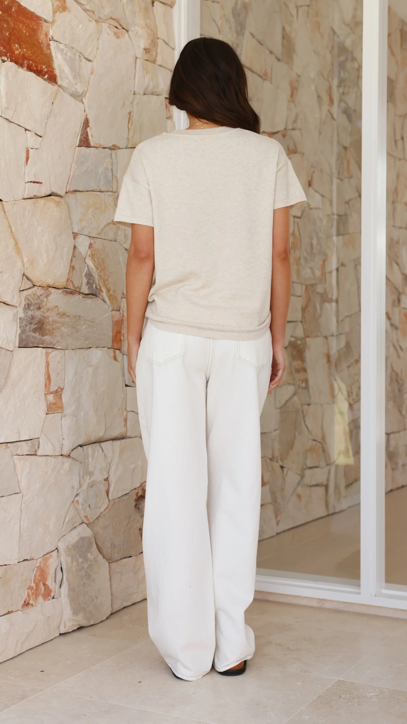 Cali Knitted Tee - Soft Beige