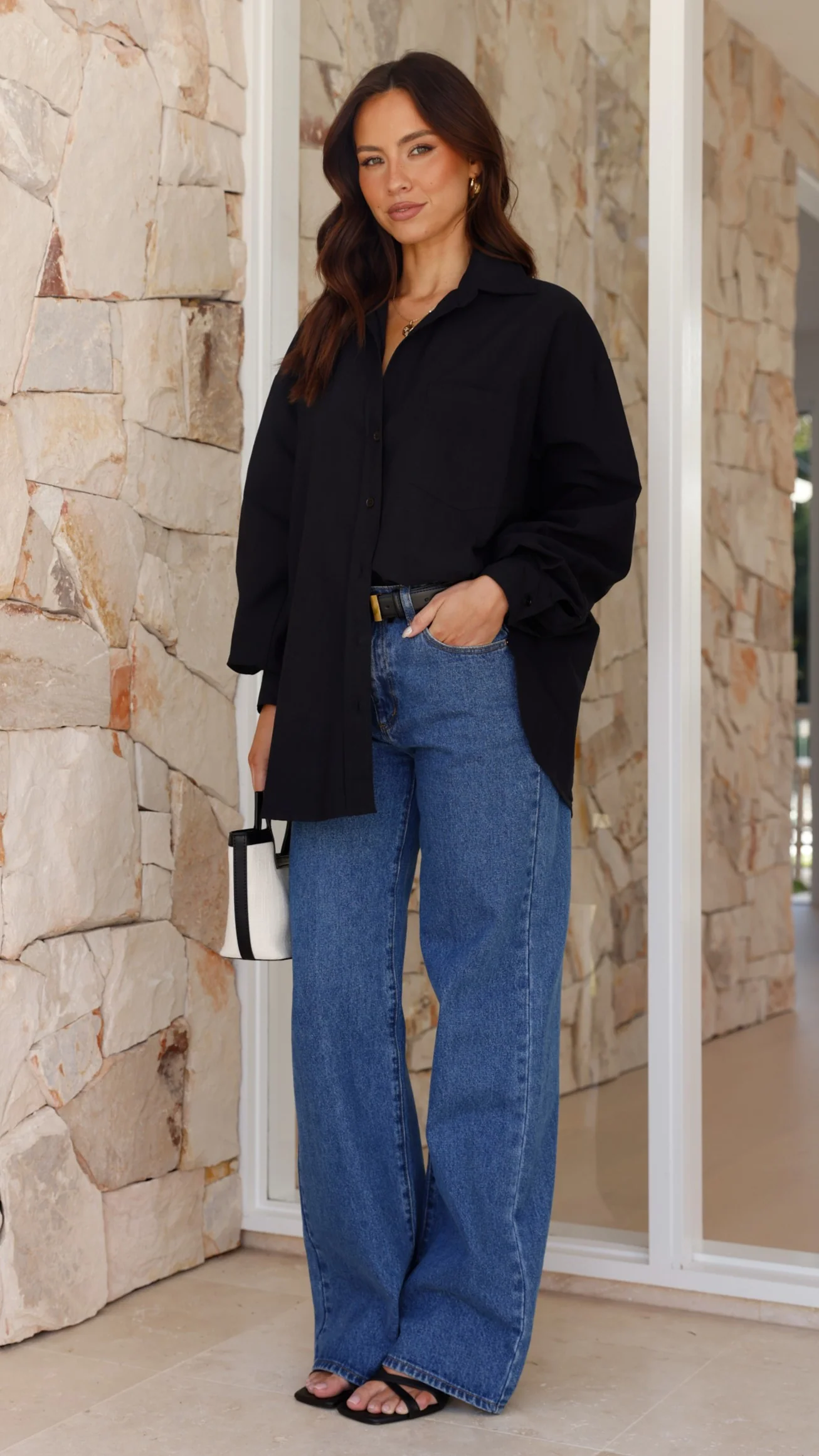 Casali Oversized Button Up Shirt - Black