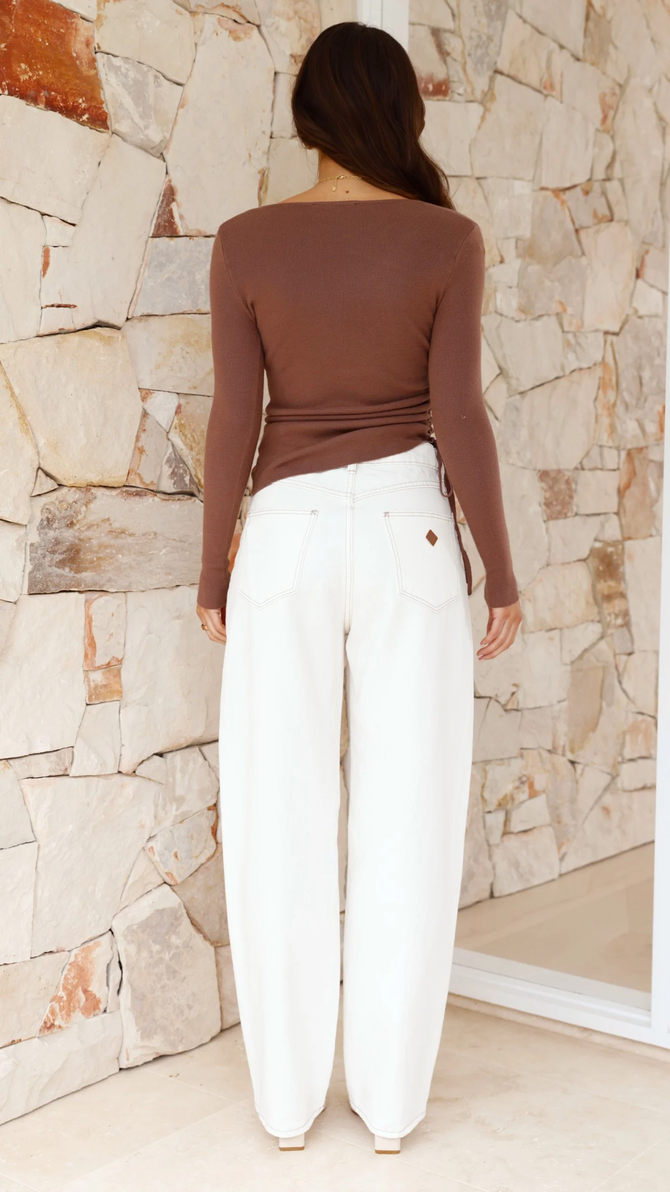 Lakota Asymmetrical Long Sleeve Top - Chocolate