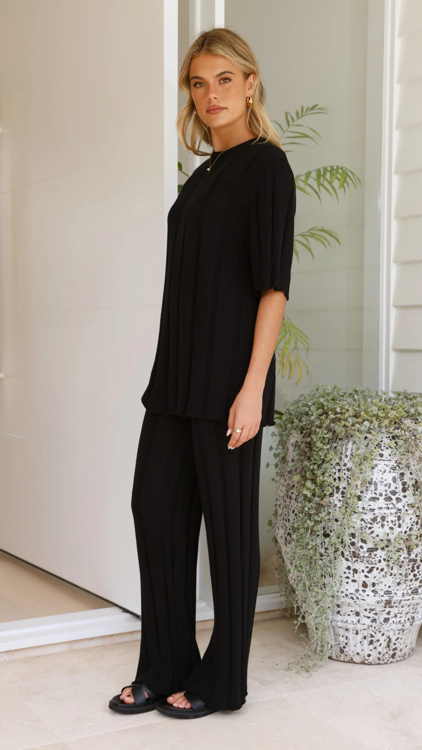 Bayu Knit Pants - Black